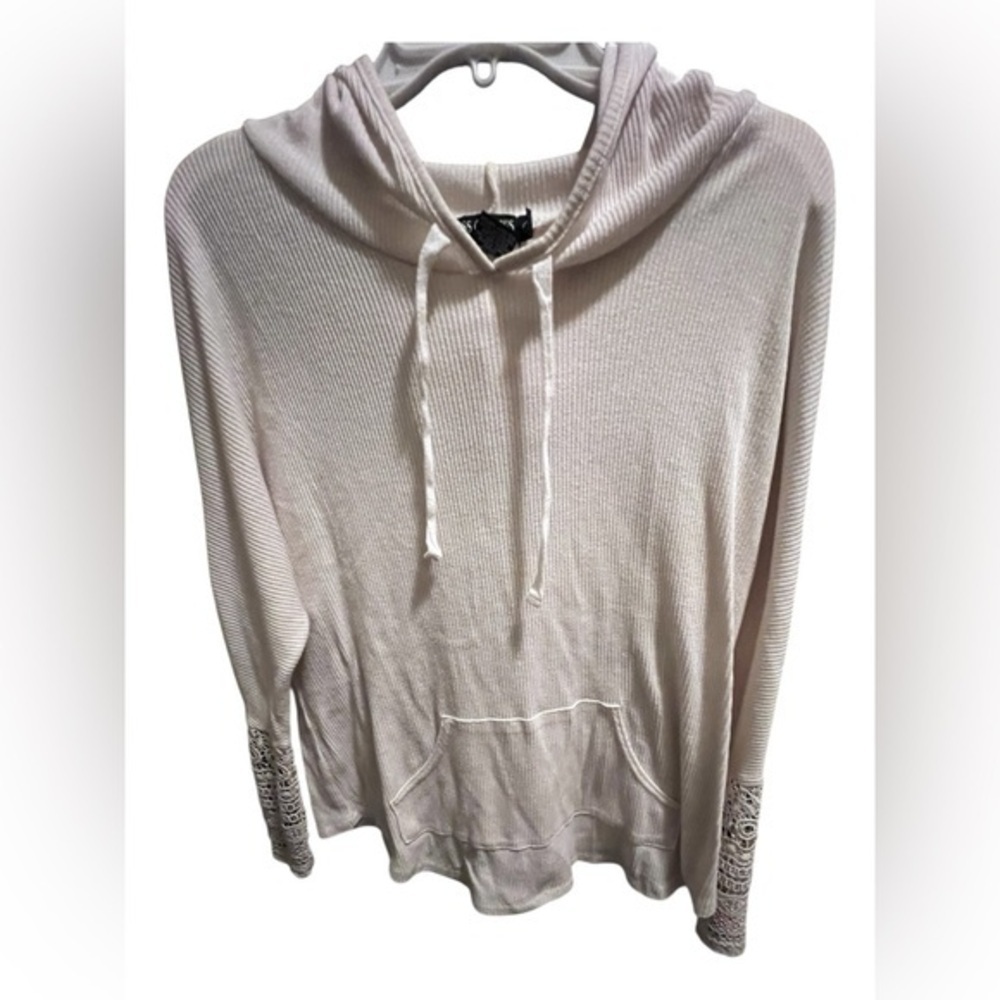 Miss Chievous Light Cream Hoodie with Lace Details